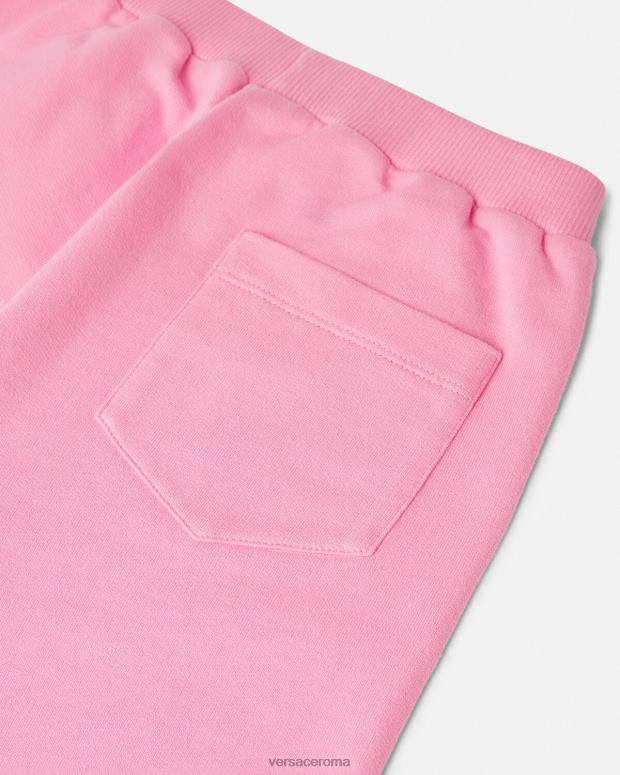 esso Versace bambini Pantaloni della tuta con logo in cristalli rosa JT08Z2023 vestiario