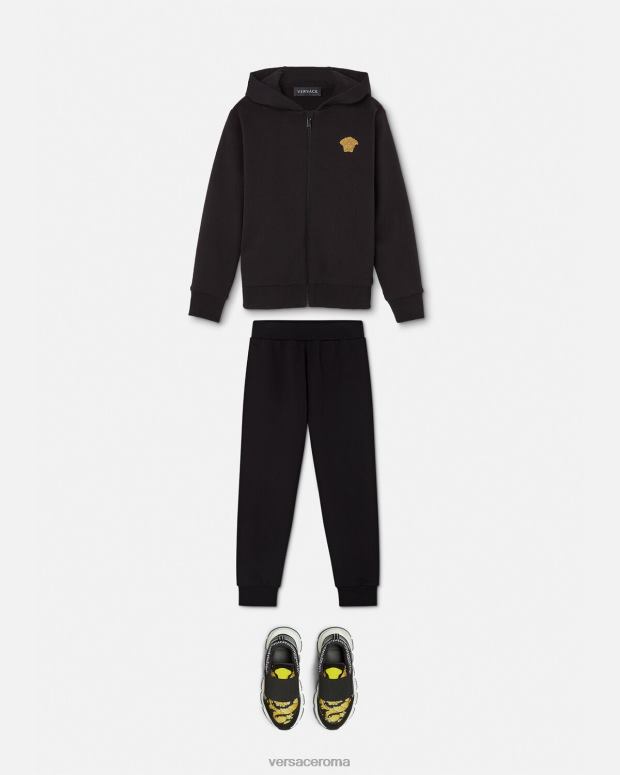 esso Versace bambini pantaloni della tuta con medusa nero JT08Z1967 vestiario