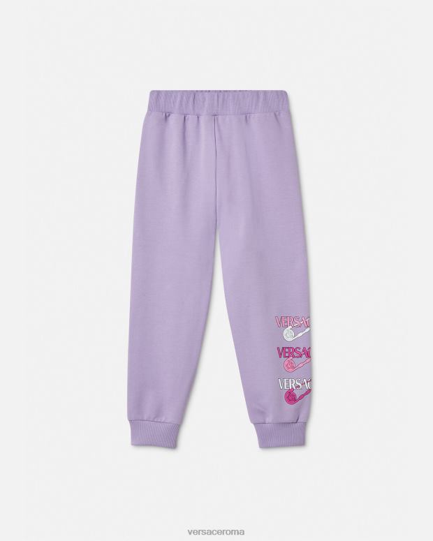 esso Versace bambini pantaloni della tuta con spille da balia lilla JT08Z2019 vestiario