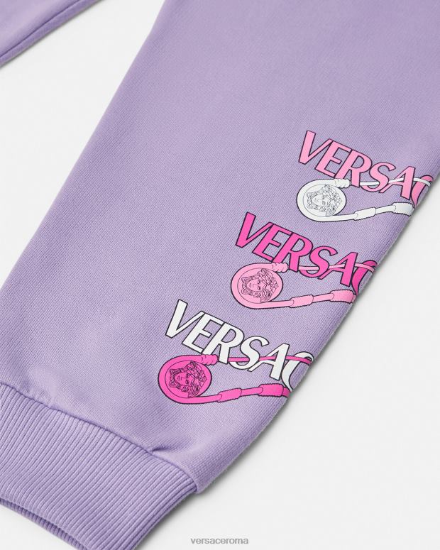 esso Versace bambini pantaloni della tuta con spille da balia lilla JT08Z2019 vestiario