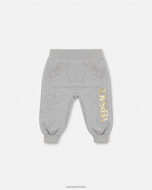 esso Versace bambini pantaloni della tuta da bambino con logo grigio JT08Z1862 vestiario
