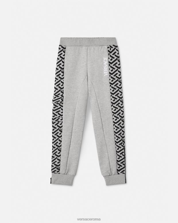 esso Versace bambini pantaloni della tuta la greca grigio JT08Z2114 vestiario
