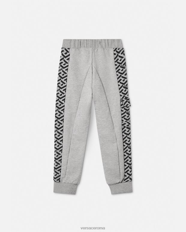 esso Versace bambini pantaloni della tuta la greca grigio JT08Z2114 vestiario