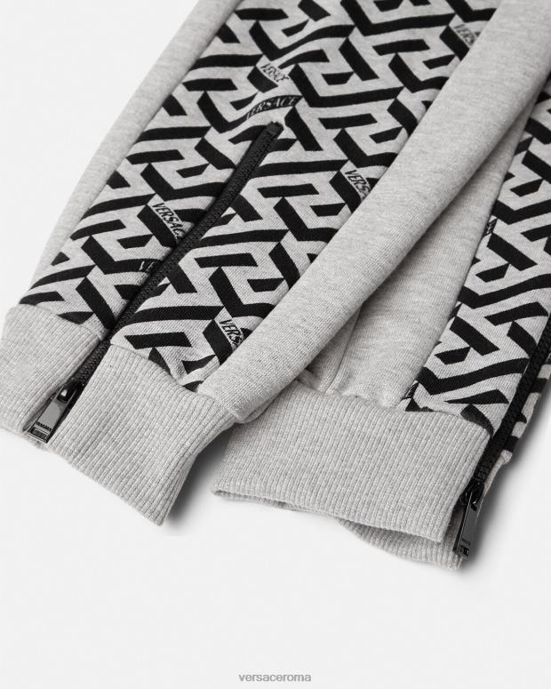 esso Versace bambini pantaloni della tuta la greca grigio JT08Z2114 vestiario