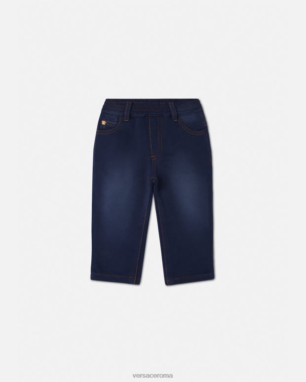 esso Versace bambini jeans da bambina con medusa blu JT08Z1855 vestiario