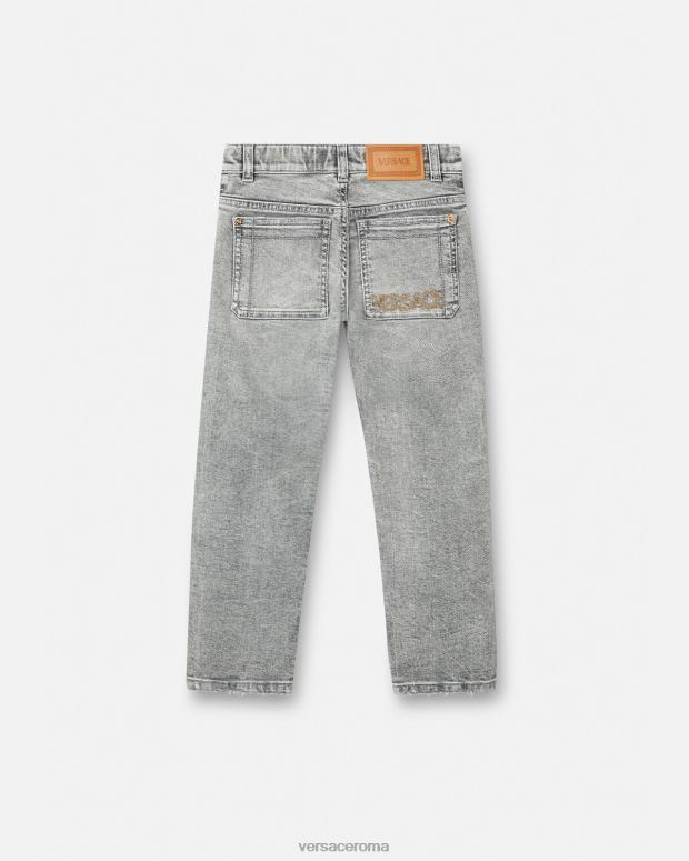 esso Versace bambini jeans effetto medusa effetto consumato grigio JT08Z2135 vestiario