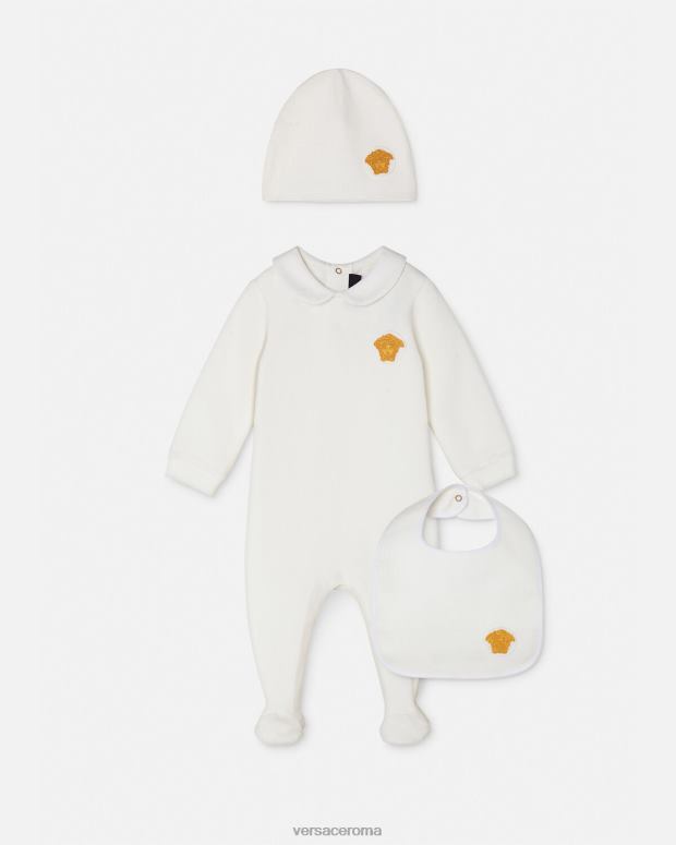 esso Versace bambini Completo pigiama per neonati con Medusa oro bianco JT08Z1835 vestiario