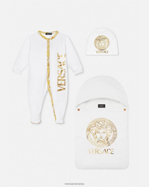 esso Versace bambini Tutina barocca per neonato oro bianco JT08Z1825 vestiario
