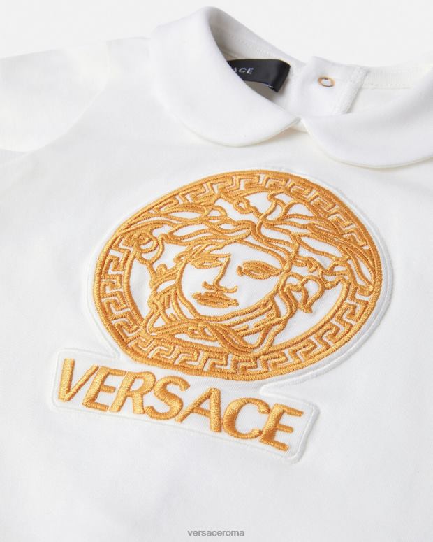 esso Versace bambini tutina per neonato con medusa oro bianco JT08Z1823 vestiario