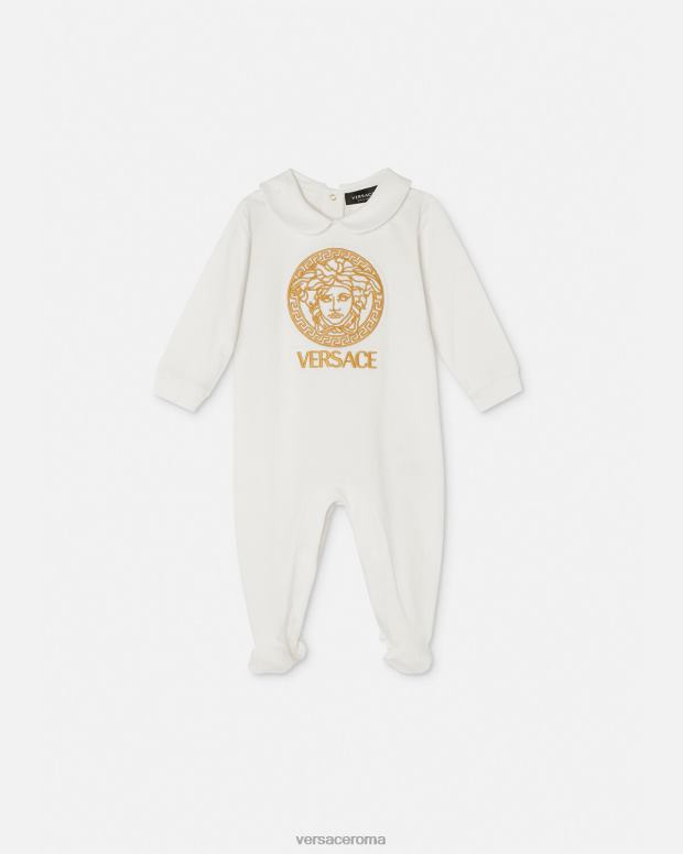 esso Versace bambini tutina per neonato con medusa oro bianco JT08Z1824 vestiario