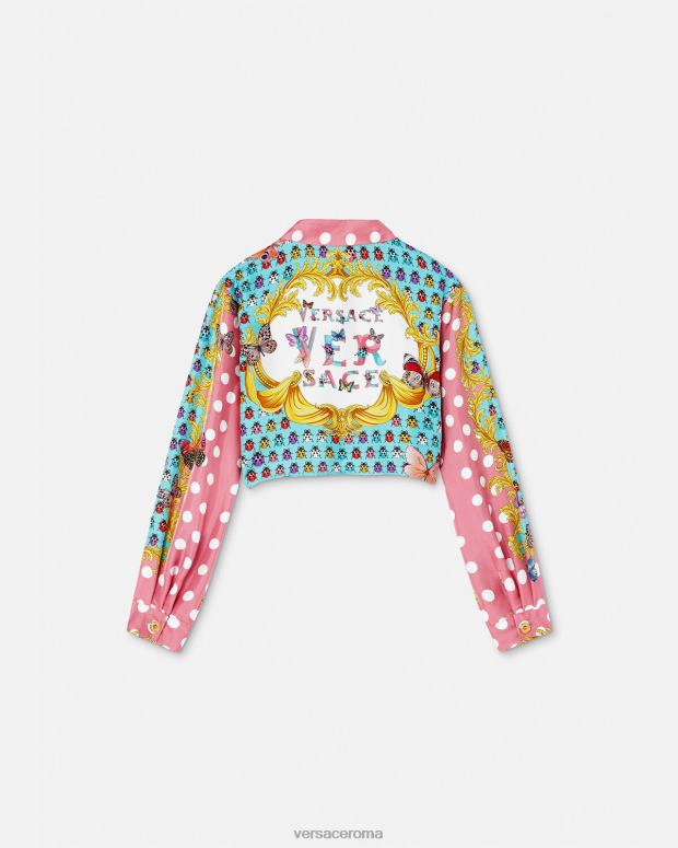 esso Versace bambini camicia di seta con farfalle stampa JT08Z1940 vestiario