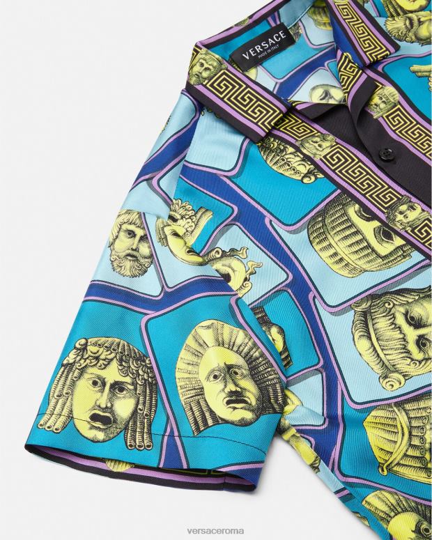 esso Versace bambini camicia in seta le maschere stampa JT08Z2123 vestiario
