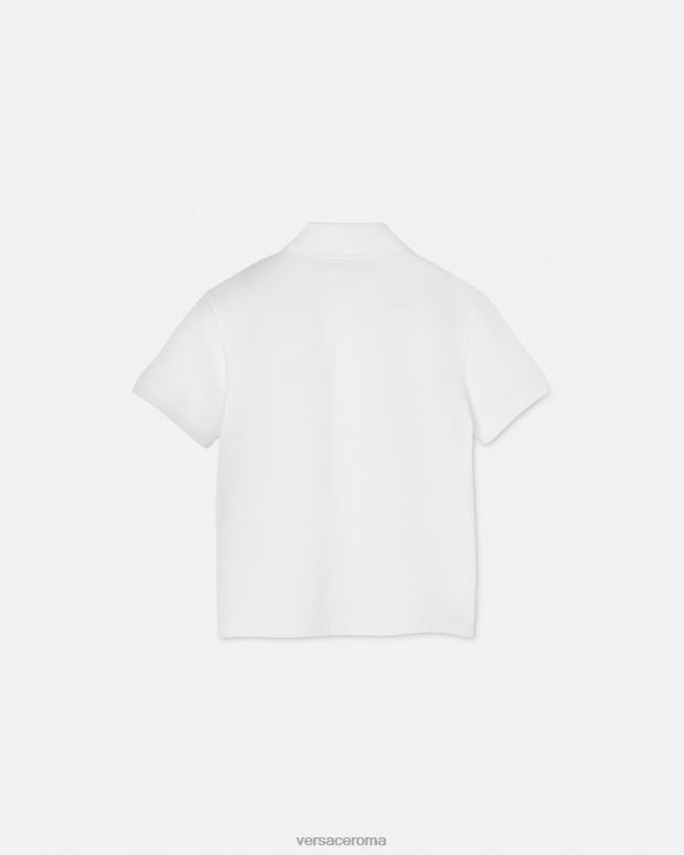 esso Versace bambini polo con logo oro bianco JT08Z2082 vestiario