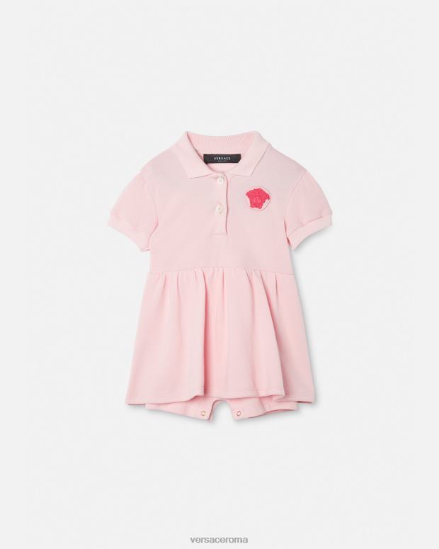 esso Versace bambini Abito da bambina con medusa rosa chiaro JT08Z1834 vestiario