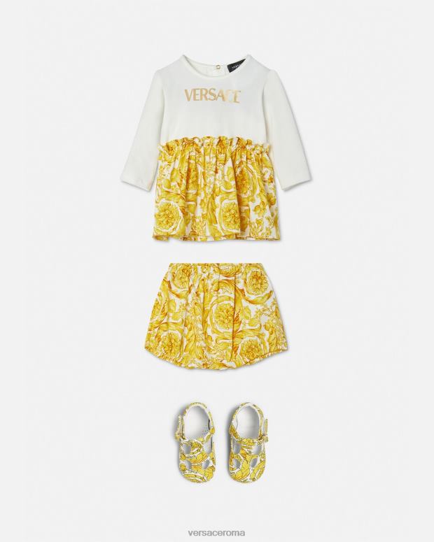 esso Versace bambini Completo abito barocco per bebè oro bianco JT08Z1822 vestiario