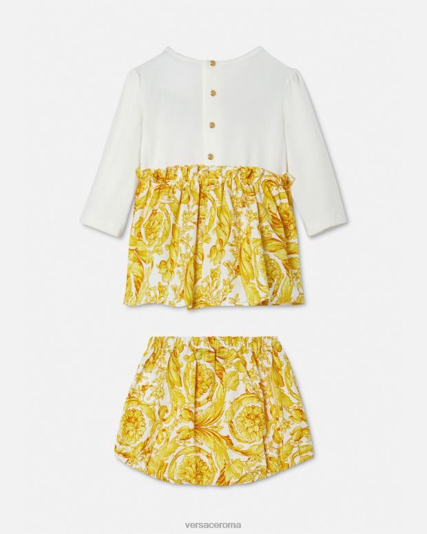 esso Versace bambini Completo abito barocco per bebè oro bianco JT08Z1822 vestiario
