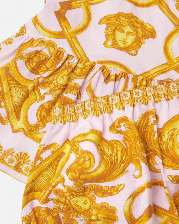 esso Versace bambini Completo abito da bambina barocco 660 rosa e bianco JT08Z1828 vestiario