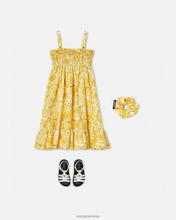 esso Versace bambini abito barocco con ruches stampa JT08Z1988 vestiario