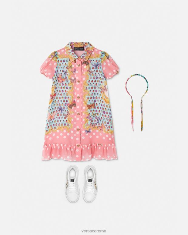 esso Versace bambini abito in seta con farfalle stampa JT08Z1941 vestiario