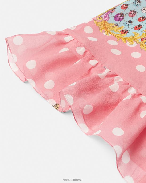 esso Versace bambini abito in seta con farfalle stampa JT08Z1941 vestiario