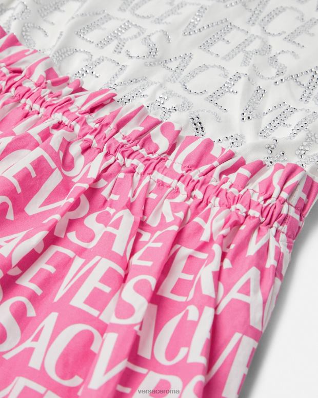 esso Versace bambini vestito integrale bianco e rosa JT08Z1980 vestiario