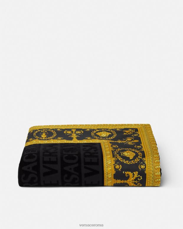 esso Versace donne telo mare barocco nero JT08Z1198 biancheria intima e costumi da bagno
