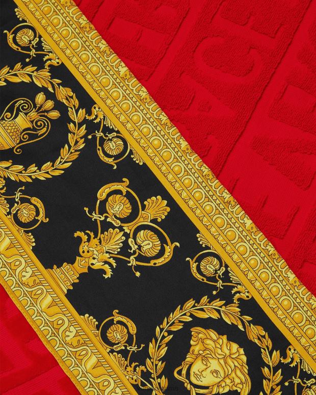 esso Versace donne telo mare barocco rosso JT08Z1201 biancheria intima e costumi da bagno