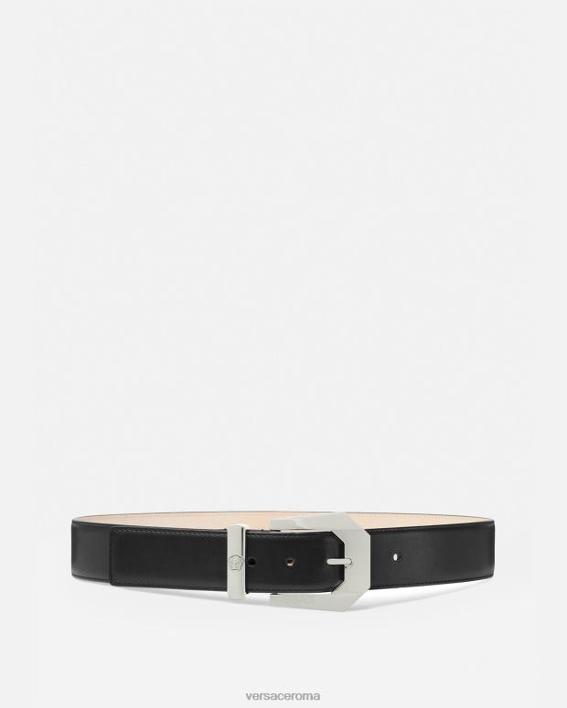 esso Versace donne Cintura in pelle Heritage con Medusa nero JT08Z534 Accessori
