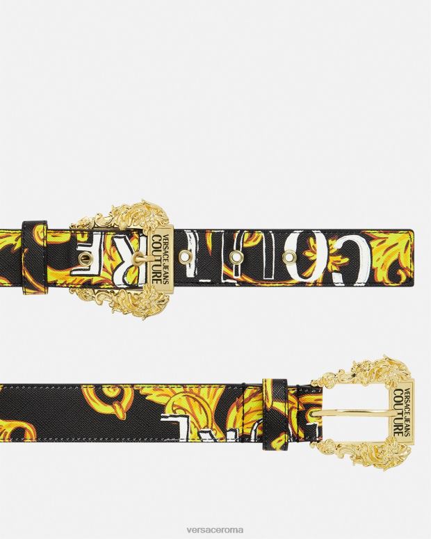 esso Versace donne cintura couture con logo oro nero JT08Z2350 Accessori