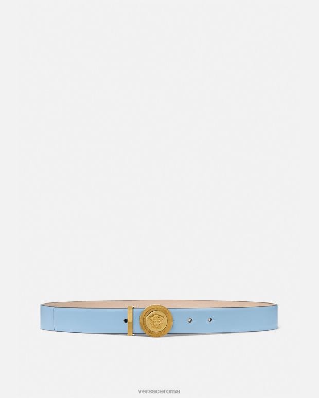 esso Versace donne cintura in pelle Biggie con Medusa azzurro JT08Z546 Accessori