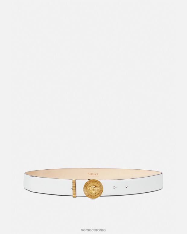 esso Versace donne cintura in pelle Biggie con Medusa bianco JT08Z532 Accessori