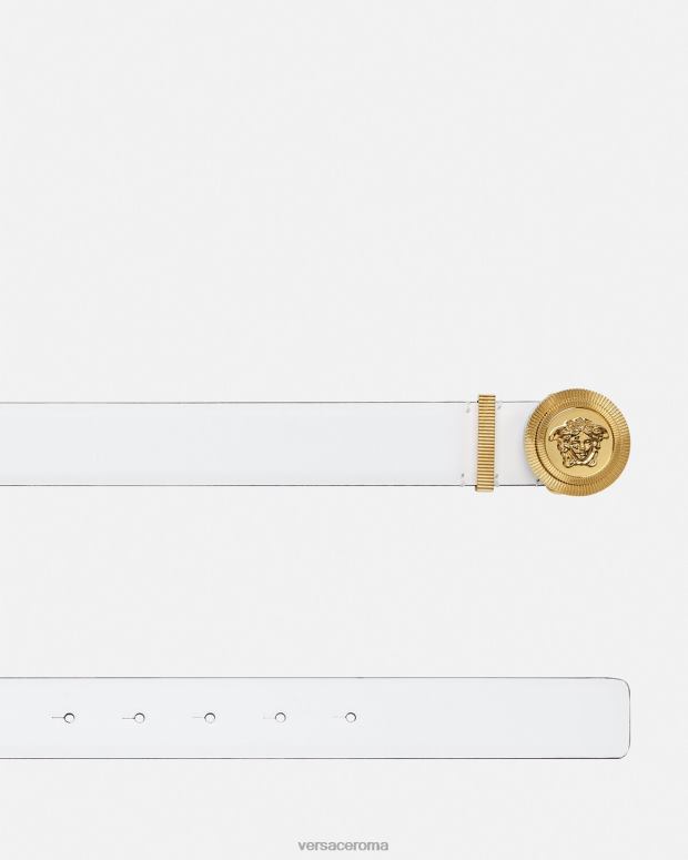 esso Versace donne cintura in pelle Biggie con Medusa bianco JT08Z532 Accessori