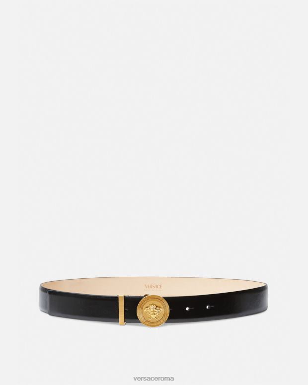 esso Versace donne cintura in pelle Biggie con Medusa nero JT08Z531 Accessori
