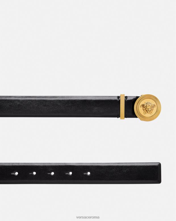 esso Versace donne cintura in pelle Biggie con Medusa nero JT08Z531 Accessori