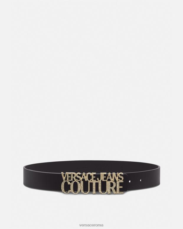 esso Versace donne cintura in pelle logata nero JT08Z2338 Accessori