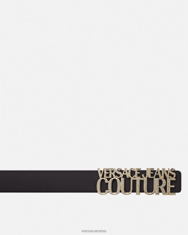 esso Versace donne cintura in pelle logata nero JT08Z2338 Accessori