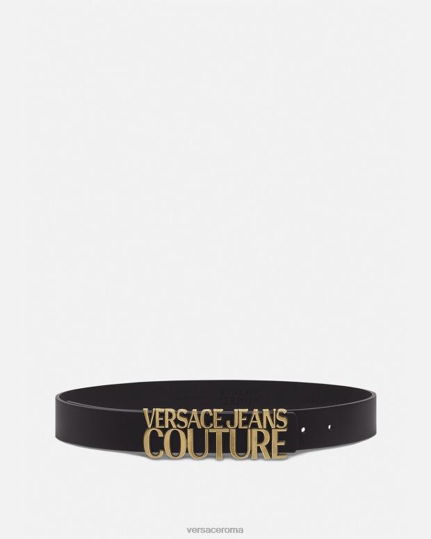 esso Versace donne cintura in pelle logata nero JT08Z2339 Accessori
