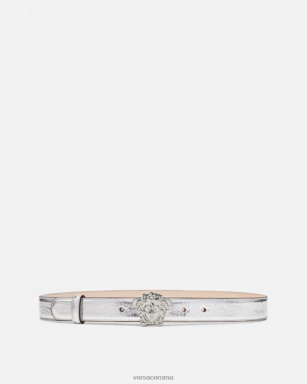 esso Versace donne cintura in pelle metallizzata la medusa grigio JT08Z519 Accessori
