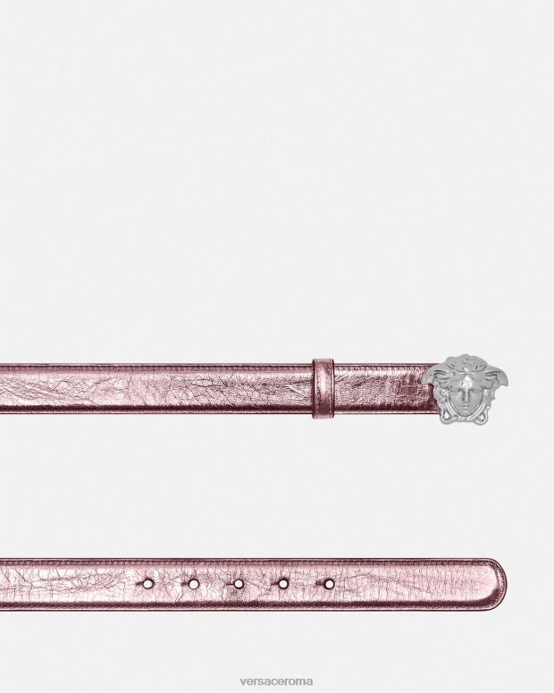 esso Versace donne cintura in pelle metallizzata la medusa rosa JT08Z520 Accessori
