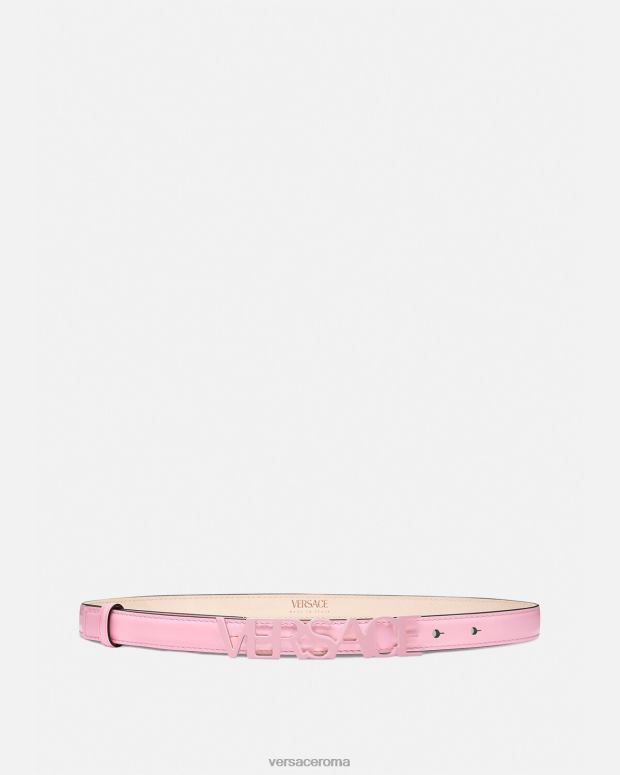 esso Versace donne cintura in pelle sottile con logo rosa JT08Z550 Accessori