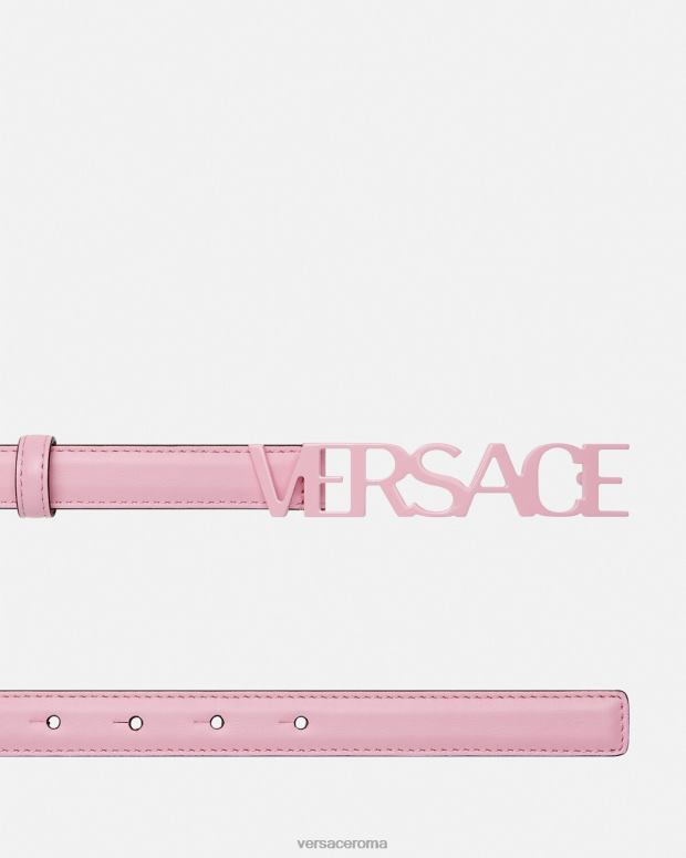esso Versace donne cintura in pelle sottile con logo rosa JT08Z550 Accessori