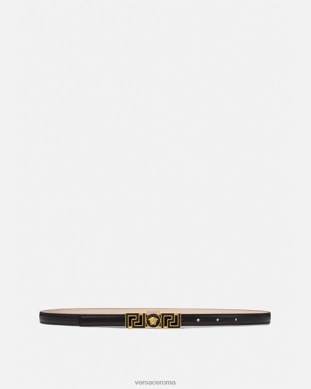 esso Versace donne cintura in pelle sottile della dea greca nero JT08Z517 Accessori