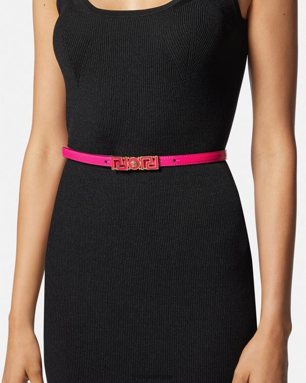 esso Versace donne cintura in pelle sottile della dea greca rosa JT08Z543 Accessori
