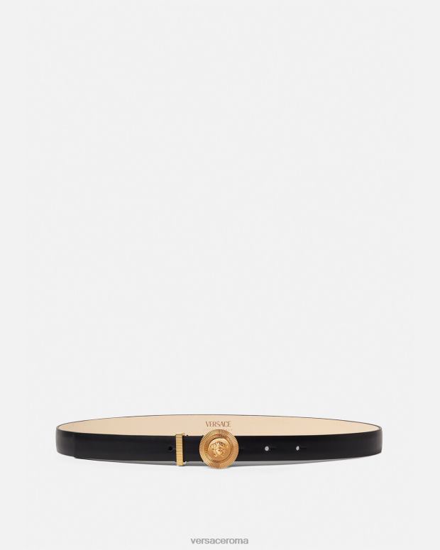 esso Versace donne cintura in pelle sottile medusa biggie nero JT08Z533 Accessori
