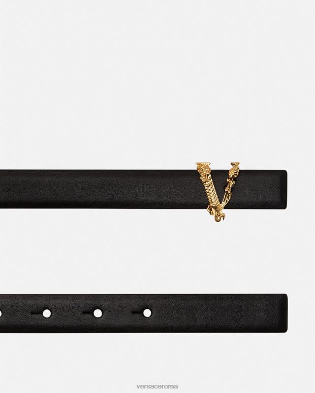 esso Versace donne cintura in pelle sottile virtus nero JT08Z540 Accessori