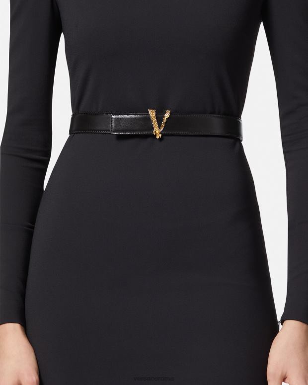 esso Versace donne cintura in pelle virtus nero JT08Z539 Accessori