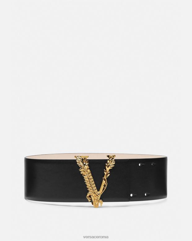 esso Versace donne cintura larga in pelle virtus nero JT08Z542 Accessori
