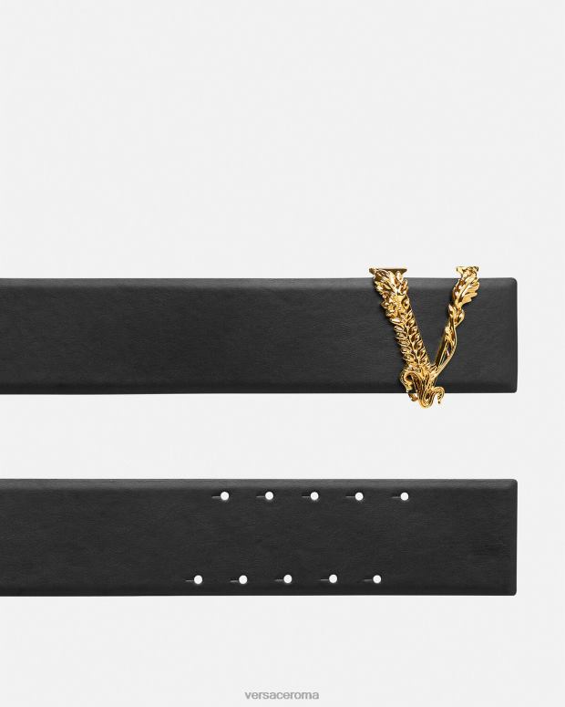 esso Versace donne cintura larga in pelle virtus nero JT08Z542 Accessori