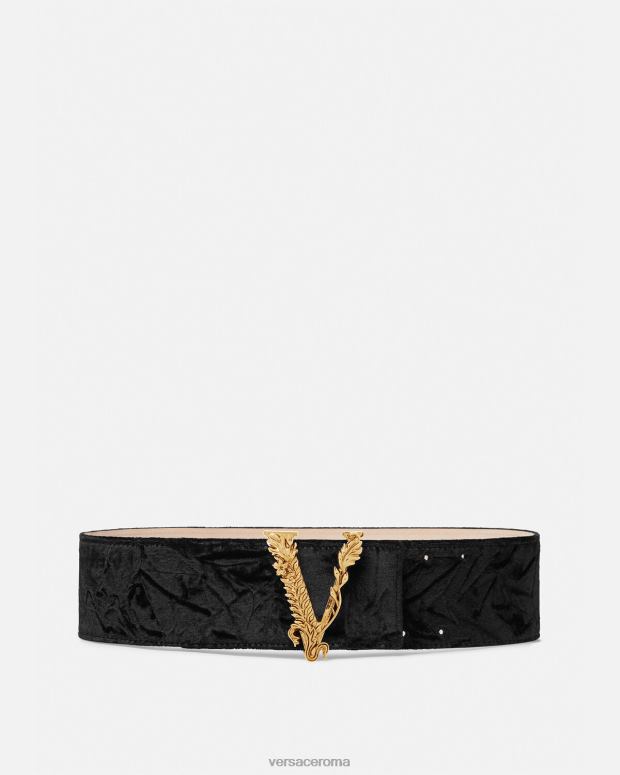 esso Versace donne cintura larga in velluto virtus nero JT08Z553 Accessori