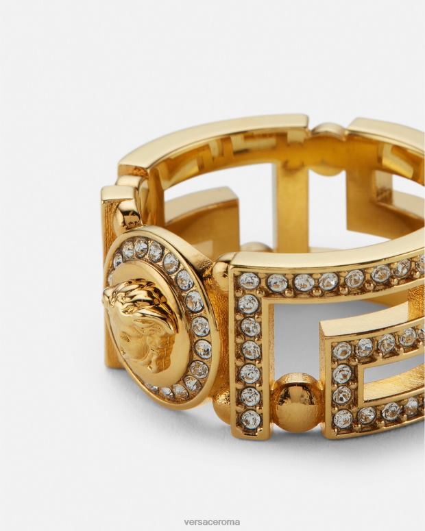 esso Versace donne anello con medusa greca in cristallo oro JT08Z756 Accessori